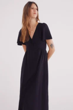 Vestido midi escote nudo lino