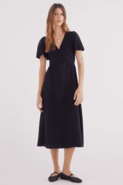 Vestido midi escote nudo lino