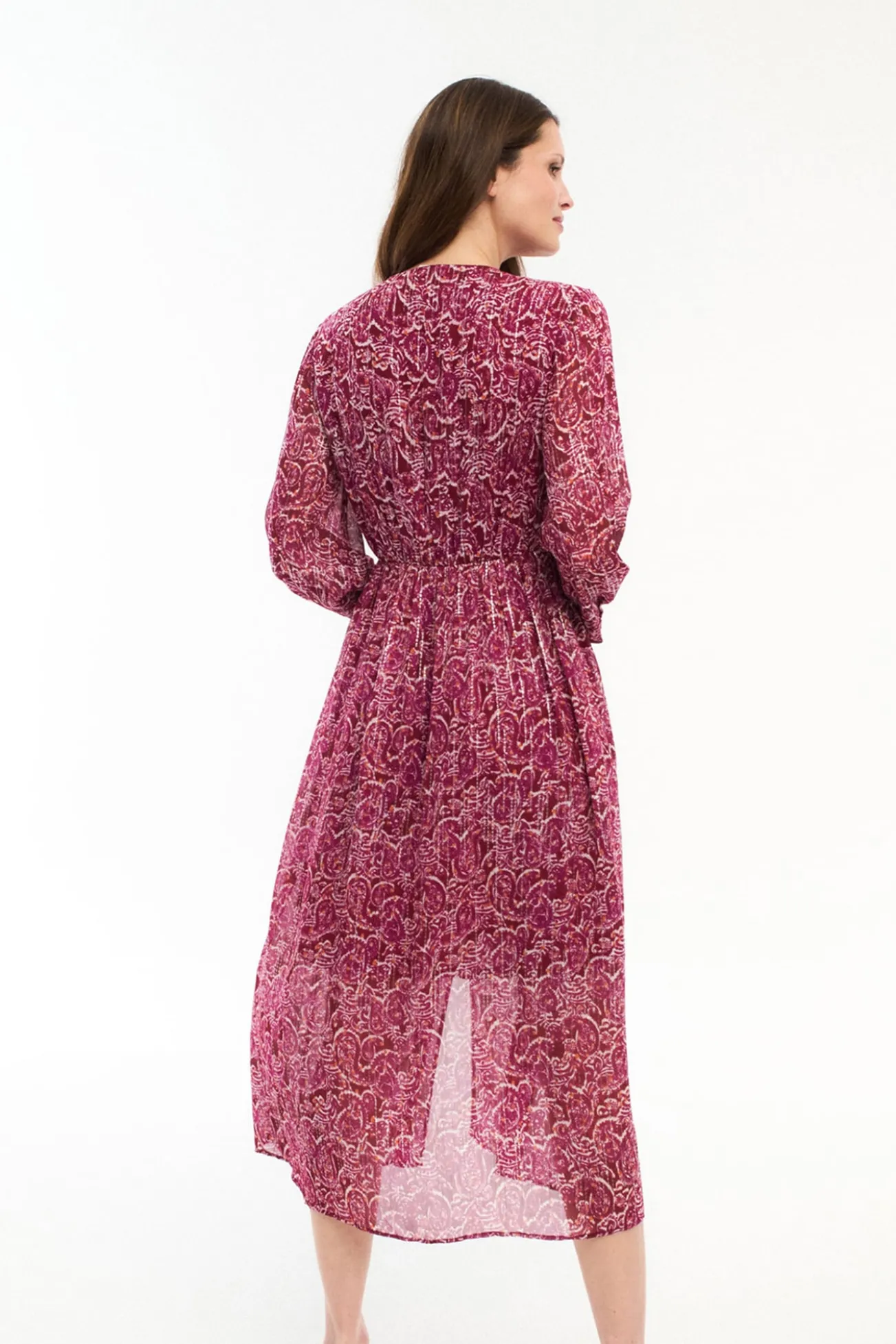 Vestido midi estampado con lúrex