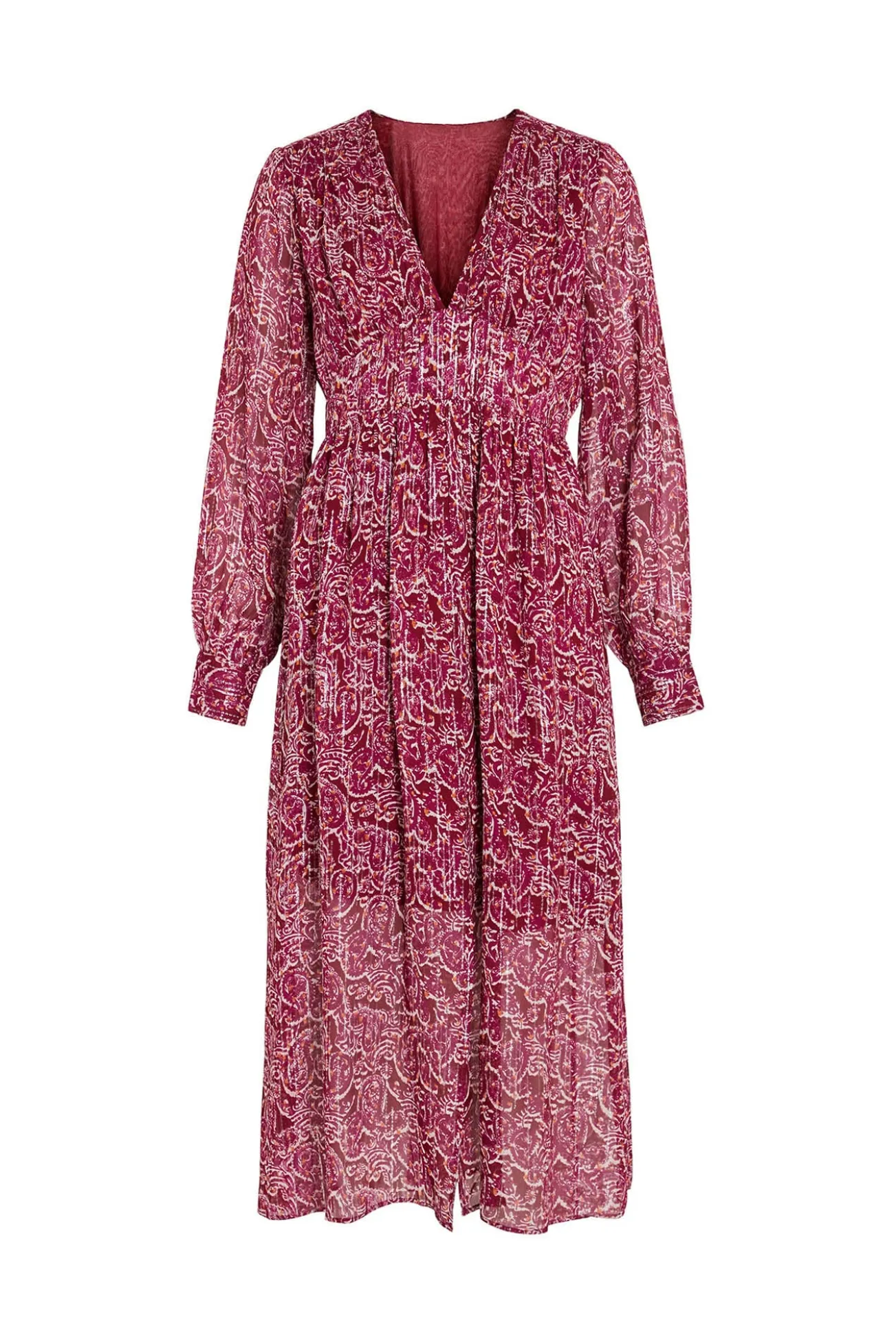 Vestido midi estampado con lúrex