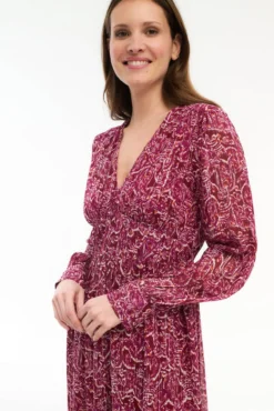 Vestido midi estampado con lúrex