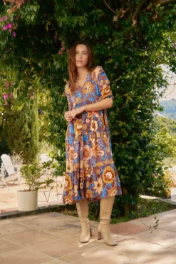 Vestido midi Eve estampado tierra