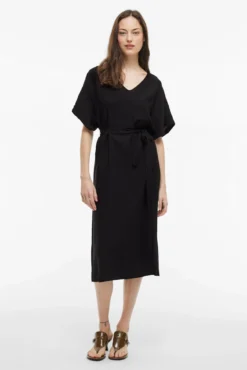 Vestido midi manga 2/4 con viscosa