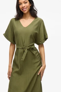 Vestido midi manga 2/4 con viscosa