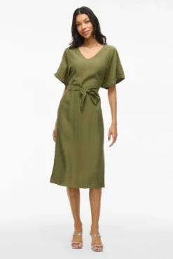 Vestido midi manga 2/4 con viscosa