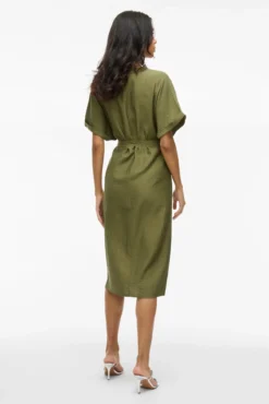 Vestido midi manga 2/4 con viscosa