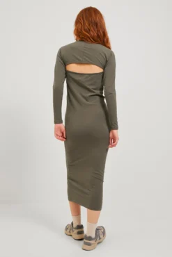Vestido midi manga larga de mujer