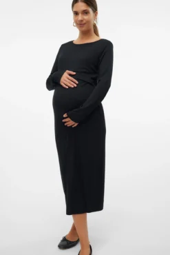 Vestido midi manga larga maternity y lactancia