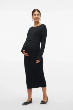 Vestido midi manga larga maternity y lactancia