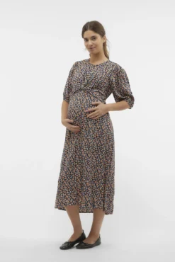 Vestido midi manga 2/4 maternity