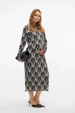 Vestido midi plisado maternity
