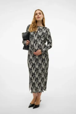 Vestido midi plisado maternity