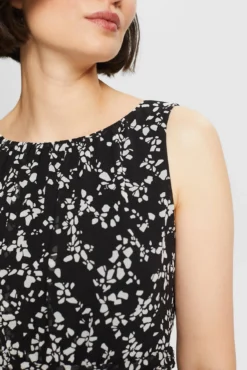 Vestido midi plisado sin mangas estampado abstracto
