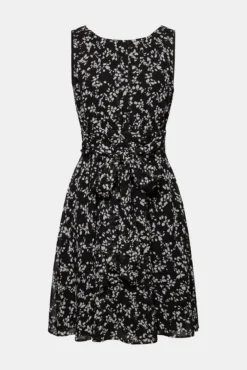 Vestido midi plisado sin mangas estampado abstracto