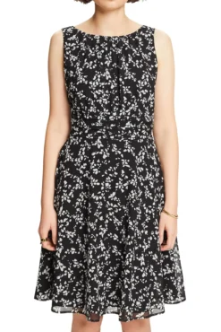 Vestido midi plisado sin mangas estampado abstracto