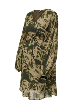 Vestido midi premamá estampado de manga larga