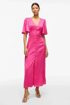 Vestido midi satinado de fiesta
