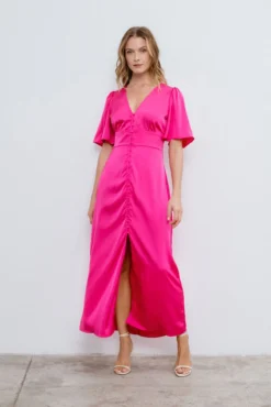 Vestido midi satinado de fiesta