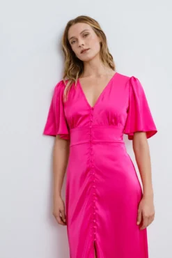 Vestido midi satinado de fiesta