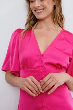 Vestido midi satinado de fiesta