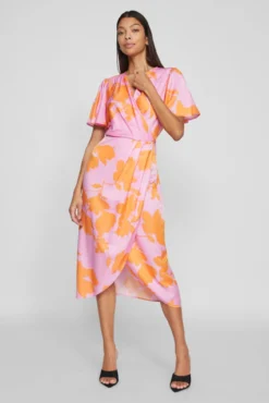 Vestido midi satinado de fiesta