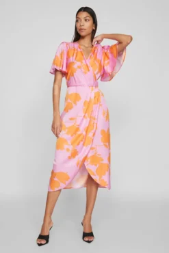 Vestido midi satinado de fiesta