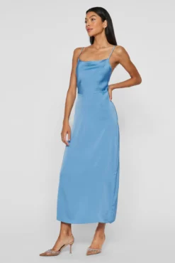 Vestido midi satinado de fiesta