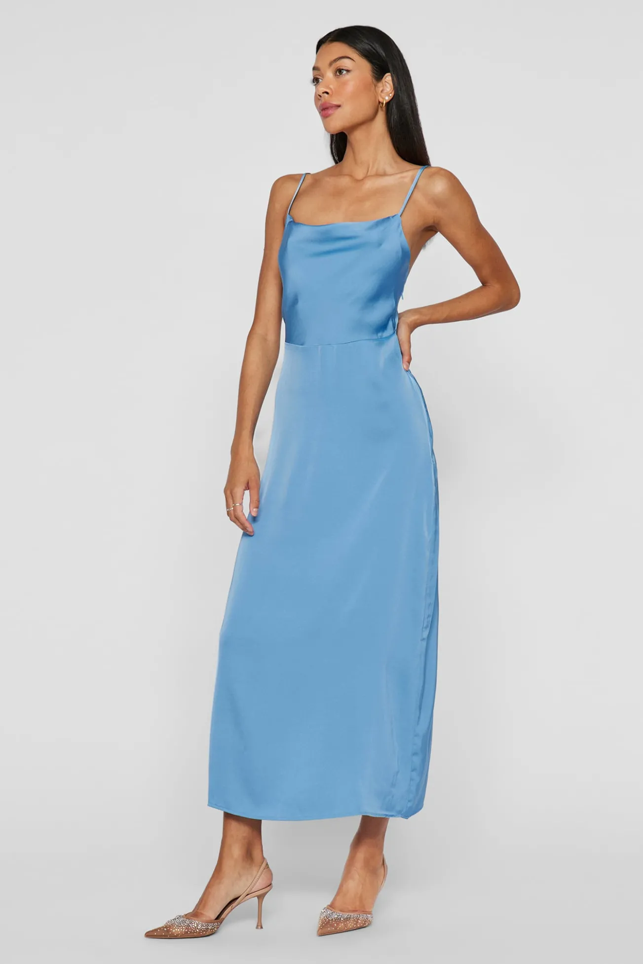 Vestido midi satinado de fiesta