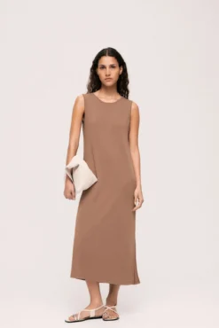 Vestido midi sin mangas con Tencel