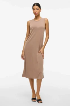 Vestido midi sin mangas con Tencel