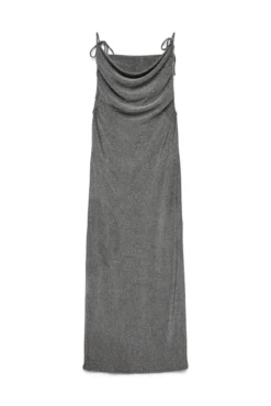 Vestido midi tejido metalizado
