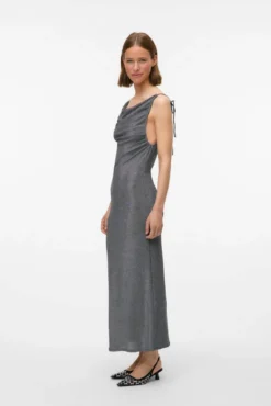 Vestido midi tejido metalizado