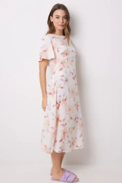 Vestido midi viscosa print flores