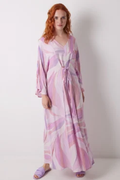 Vestido midi viscosa print geométrico