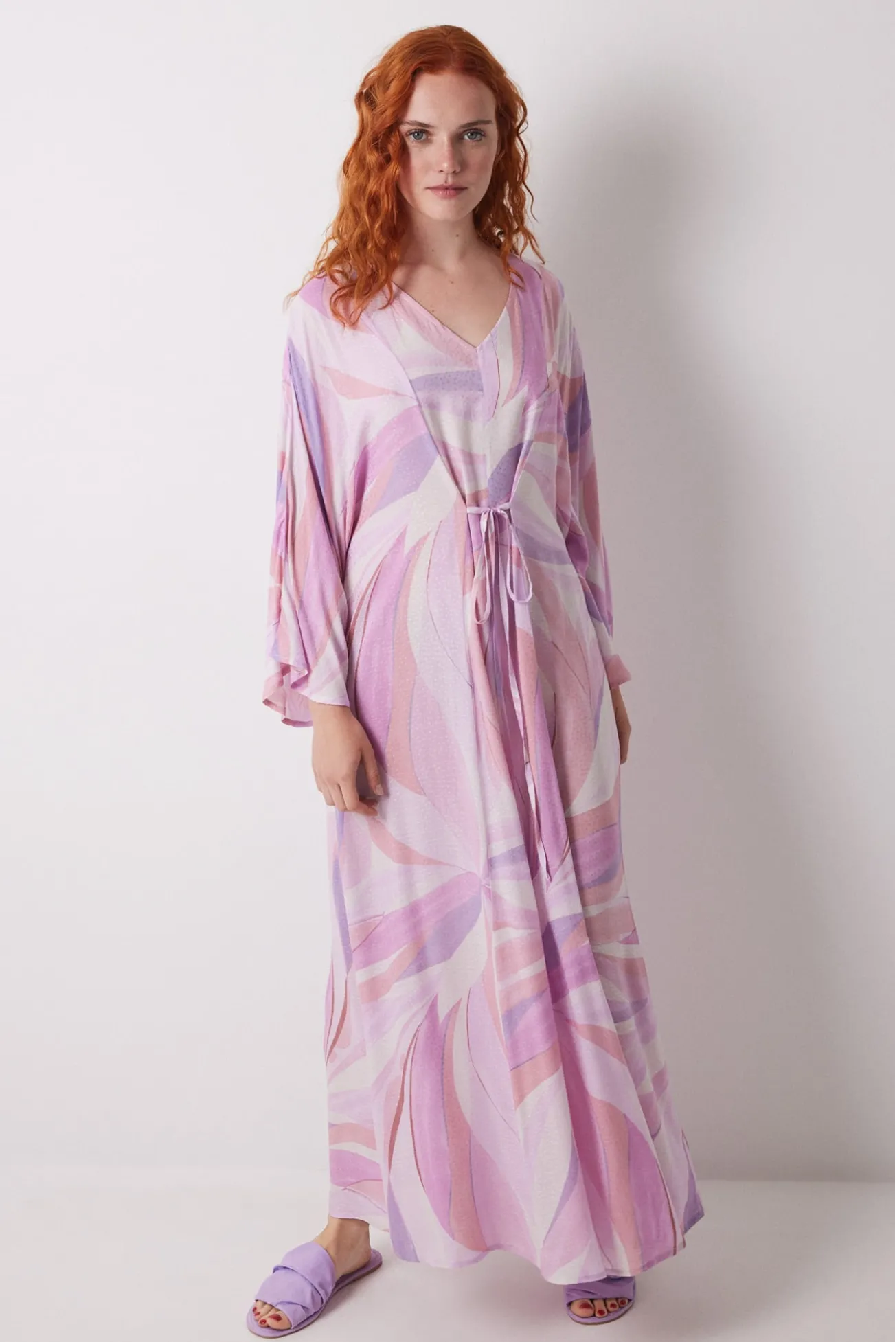 Vestido midi viscosa print geométrico