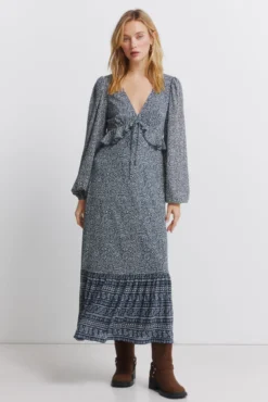 Vestido midi volante cintura