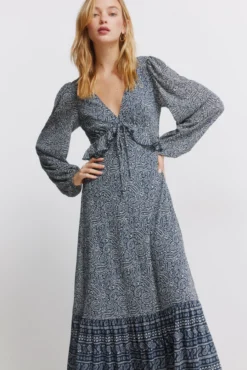 Vestido midi volante cintura
