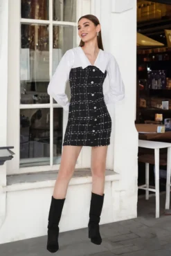 Vestido mini cuello camisero