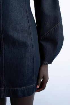 Vestido mini denim en algodón y lyocell