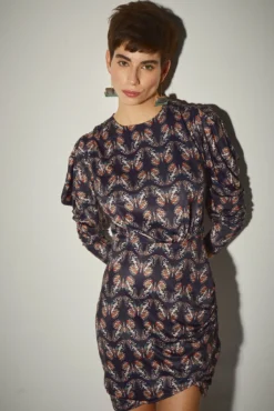 Vestido Mini Satinado Mariposas