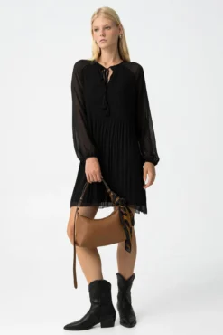 Vestido Plisado con Cordón