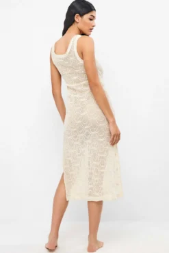 Vestido recto midi crochet