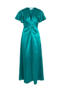 Vestido satinado de manga corta