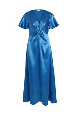 Vestido satinado de manga corta