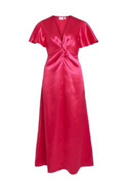 Vestido satinado de manga corta