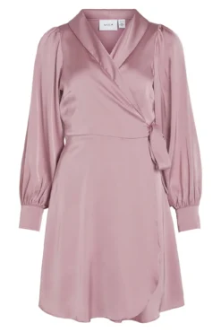 Vestido satinado de manga larga