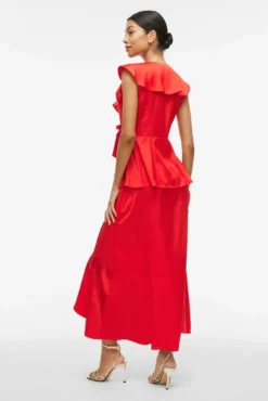 Vestido satinado midi cruzado
