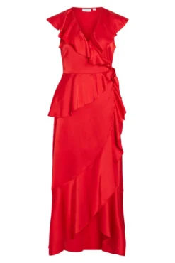 Vestido satinado midi cruzado