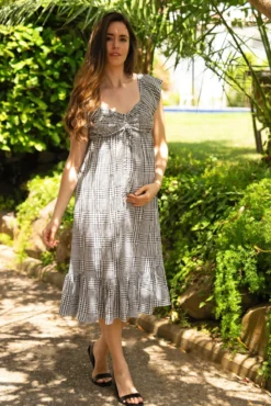 Vestido vichy con smock en el pecho