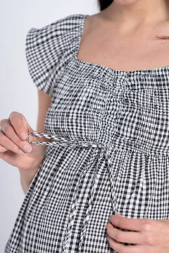 Vestido vichy con smock en el pecho